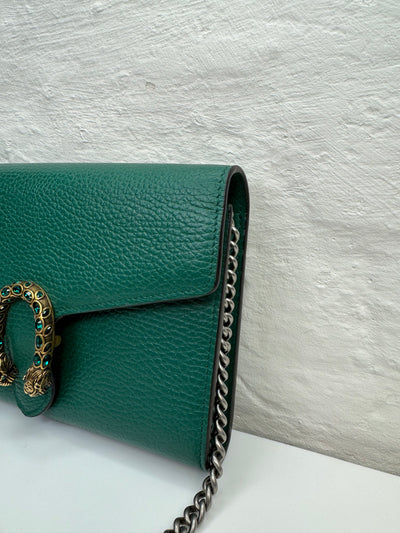 Gucci - Dionysus GG supreme chain wallet grøn - Crossbody taske - Secondhand