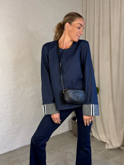 Global Funk - Denim bluse - Dark blue denim - Avella