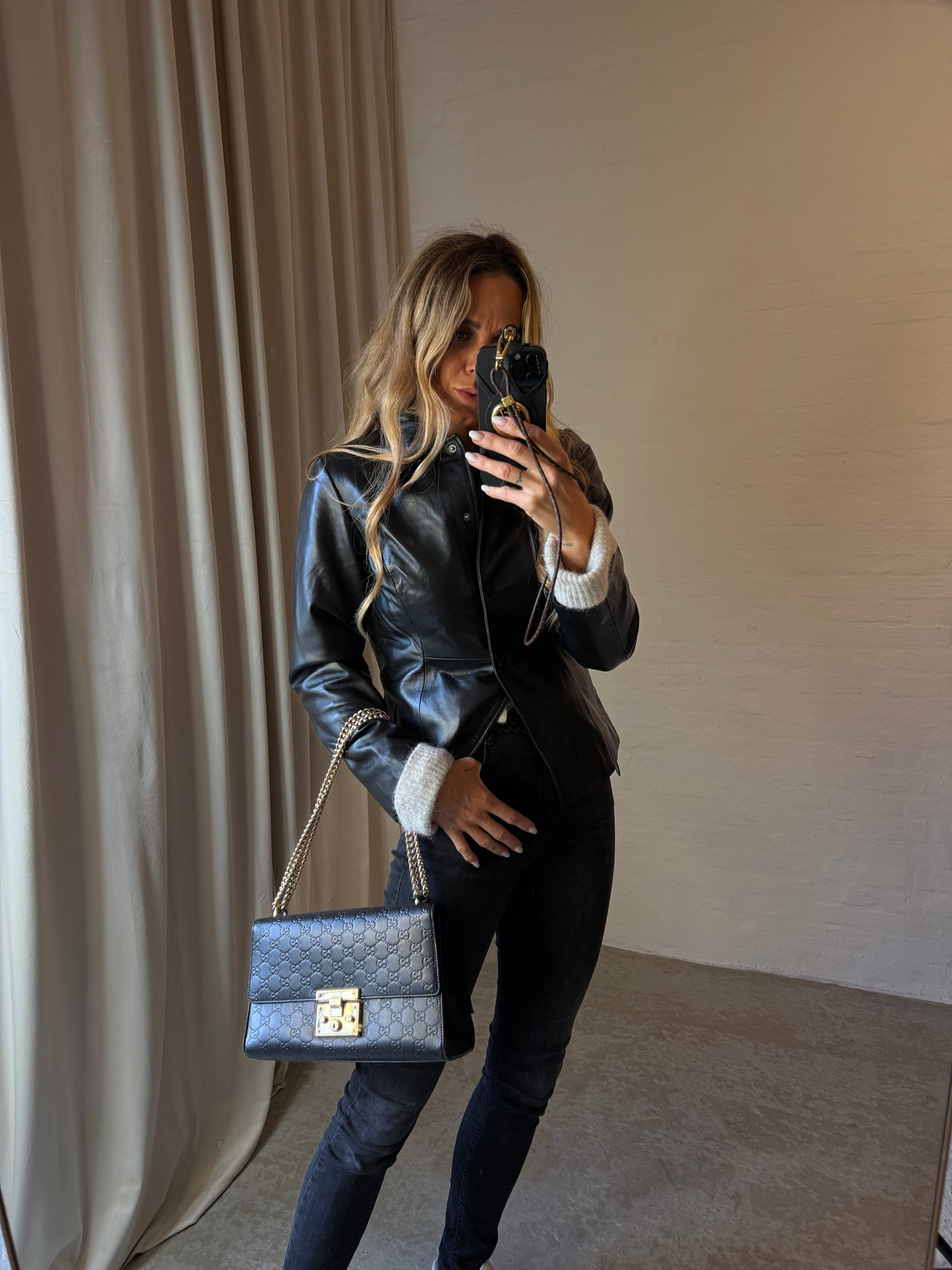 Selected Femme - Jakke - Sort læder - FIO