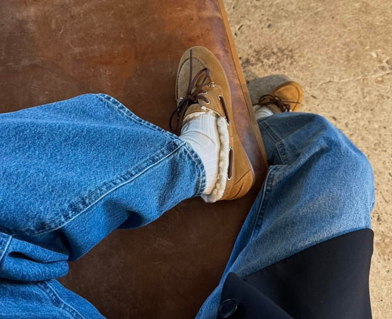 Pavement - Ballerina Loafers - Brown Suede - Navy