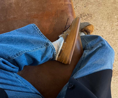 Pavement - Ballerina Loafers - Brown Suede - Navy