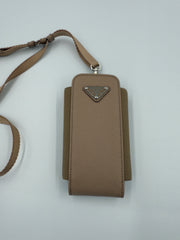 Prada - Saffiano leather phone holder - Beige - Secondhand