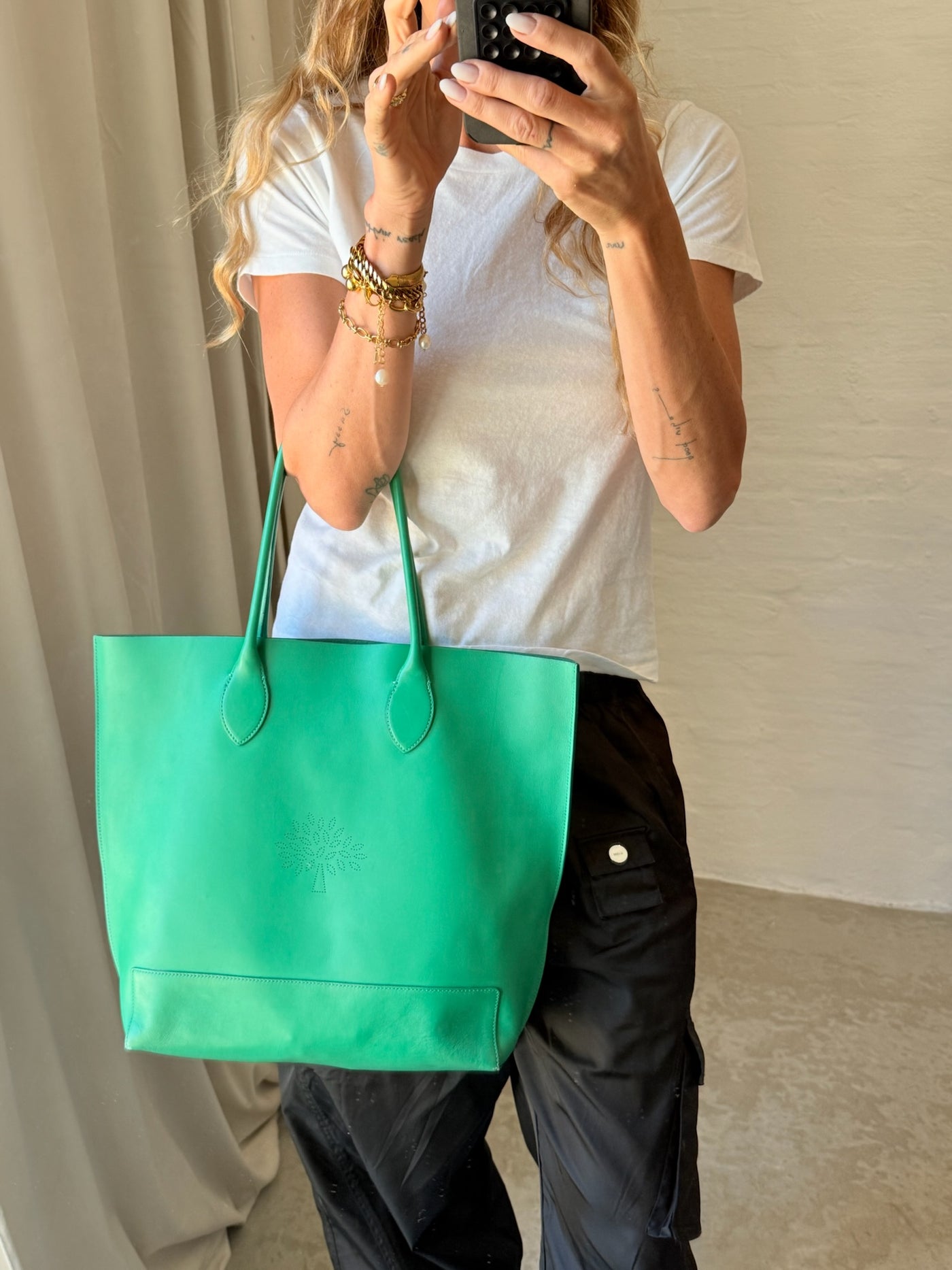 Mulberry - Nappa tote bag - Green - Secondhand