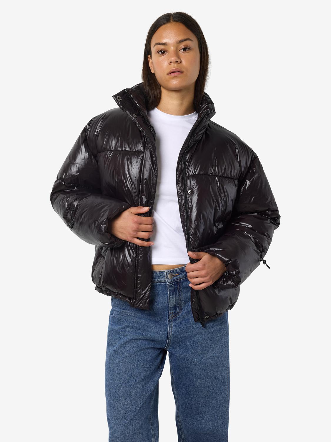 Noisy May - Puffer jakke - Aubergine Black - Allie Shiny