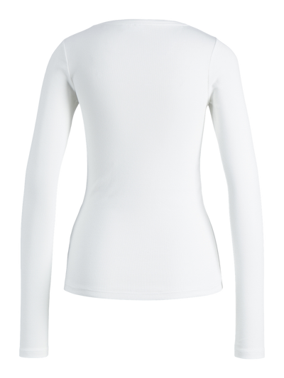 JJXX - Rib langærmet t-shirt - Hvid - Freya