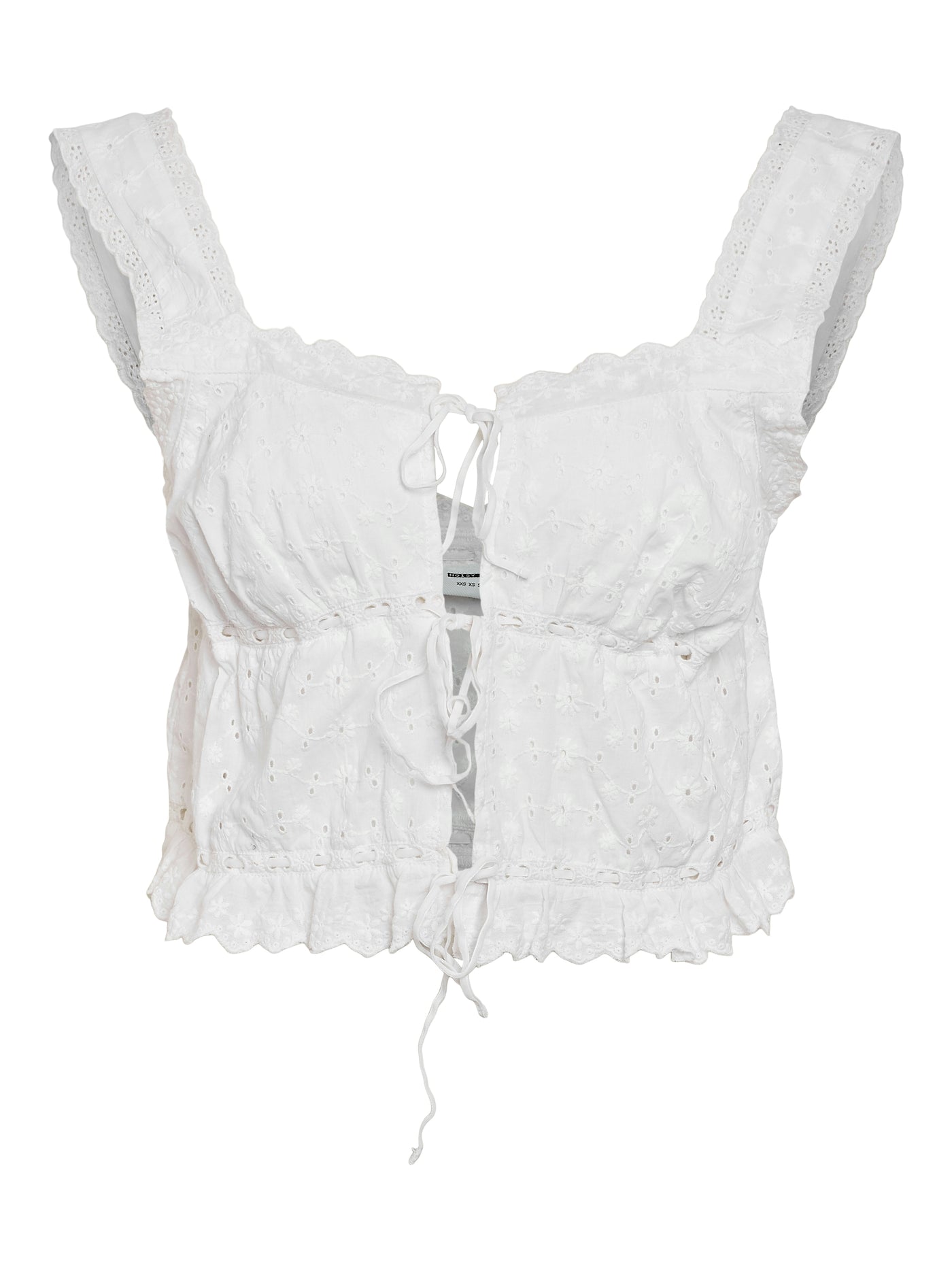 Noisy May - Top - Broderi anglaise hvid - Sommer Cropped