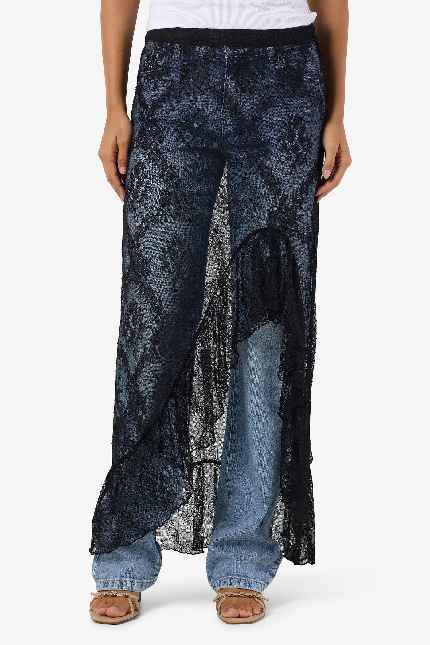 Noisy May – Lace Maxi Skirt- Sort - Lucia