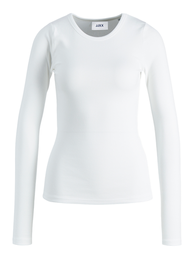 JJXX - Rib langærmet t-shirt - Hvid - Freya