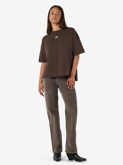 Noisy May - T-shirt - Brun - Kim S/S Slit - Stilkompagniet.dk