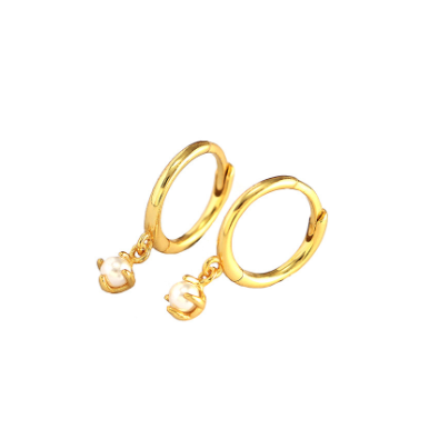 Andcopenhagen - Monica Pearl Hoops Earrings - 18 carat Gold plated 925 sterling silver