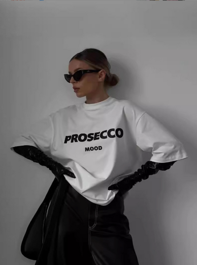 Sassy Copenhagen - Statement t-shirt - White - Prosecco mood