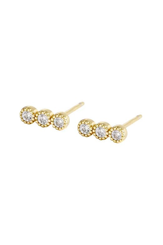 Zircon stud - 3 stones - Gold plated - Dina - Andcopenhagen