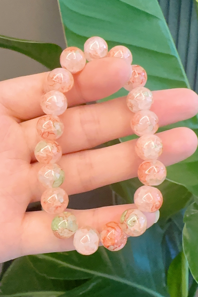 Andcopenhagen - Armbånd - Glas perler - Green/peach - Dagmar