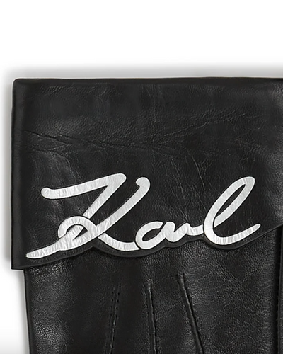 Karl Lagerfeld -  Læder handsker - Sort - SIGNATURE LEATHER FF GLOVE