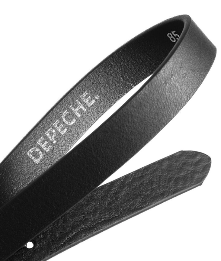 Belt with buckle - Round buckle 100% Leather - Black - Depeche 