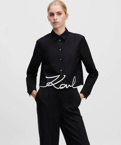 Karl Lagerfeld - Skjorte - Sort/ logo - Hem signature