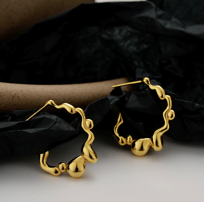 Andcopenhagen - Earrings hoops - 18 carat gold plated 925 sterling silver - Swirl suie