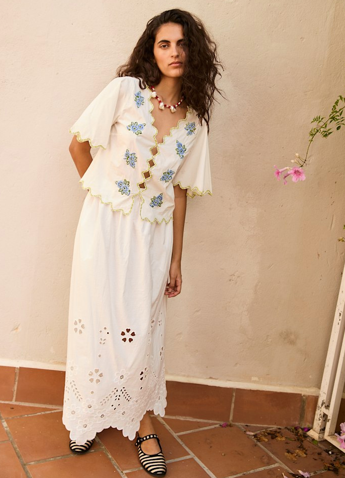 Sissel Edelbo - Nederdel - Hvid broderi anglaise - Trine sss