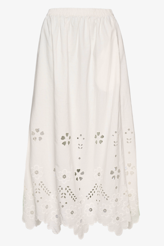 Sissel Edelbo - Nederdel - Hvid broderi anglaise - Trine sss