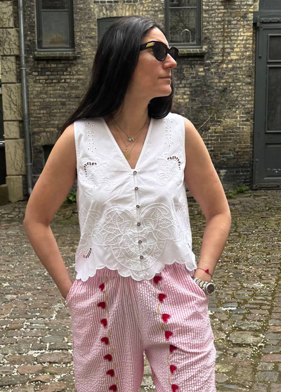 Sissel Edelbo - Top - Hvid broderi anglaise - Celestine sss