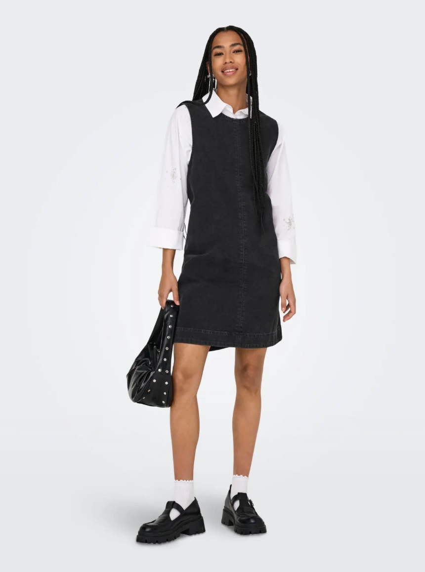 Only - Kjole - Washed black denim - Dorsi