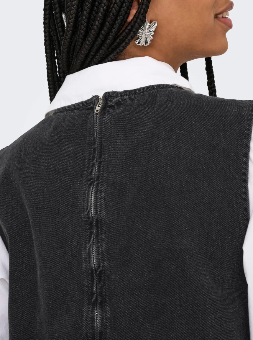 Only - Kjole - Washed black denim - Dorsi