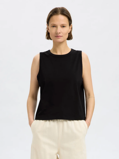 Selected Femme - Tank top - Sort - Boxy