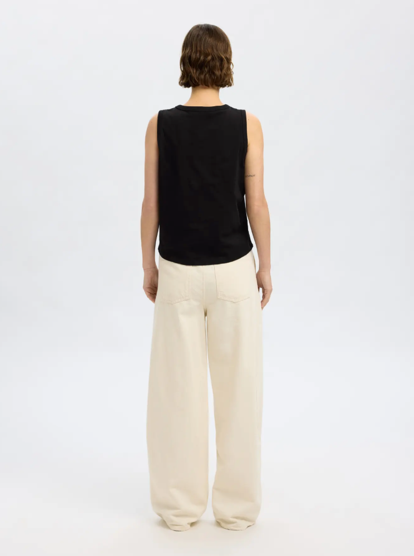 Selected Femme - Tank top - Sort - Boxy