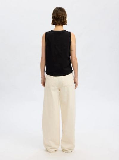 Selected Femme - Tank top - Sort - Boxy