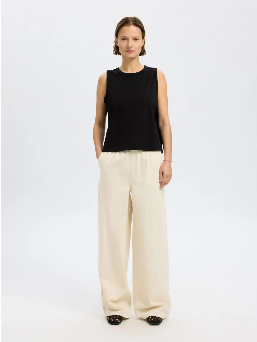 Selected Femme - Tank top - Sort - Boxy