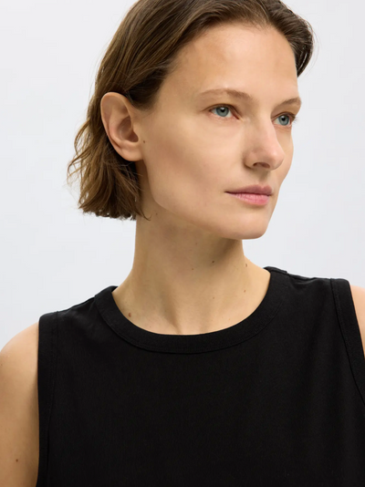 Selected Femme - Tank top - Sort - Boxy