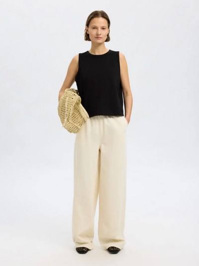 Selected Femme - Tank top - Sort - Boxy