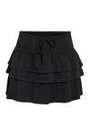 Sort nederdel med lagdelt design og snøre i taljen. Tre lag skaber en ruffles effekt.