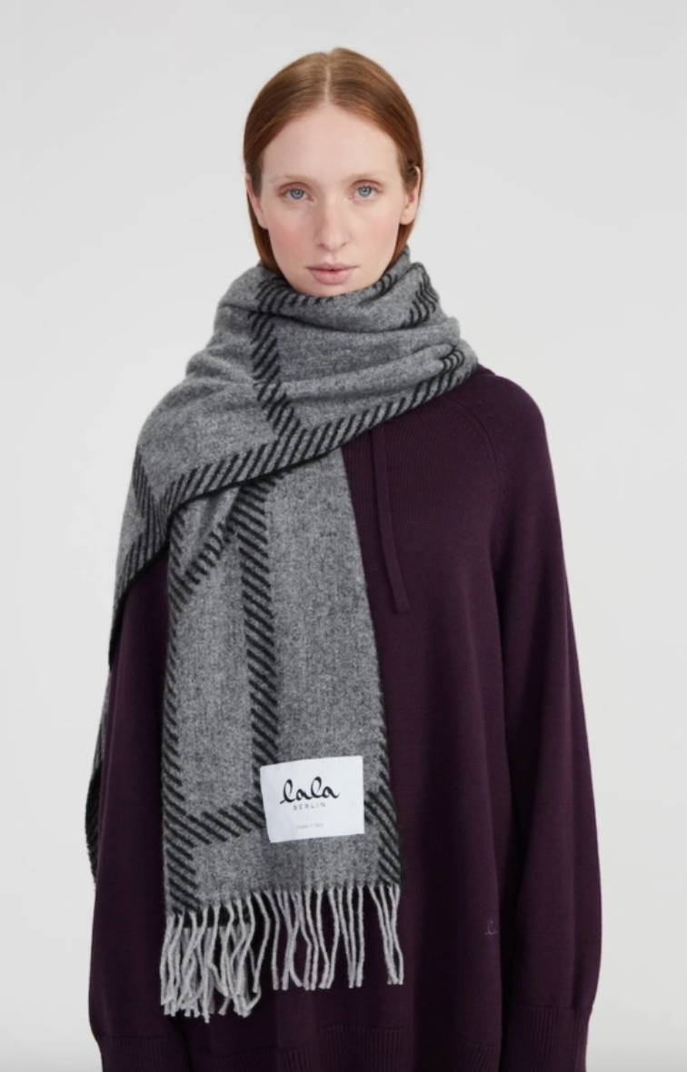 Lala Berlin - Halstørklæde - Wool - Light grey/black - Svea