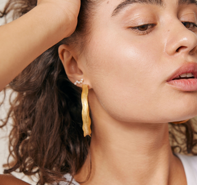 Enamel - Øreringe Stud - Perler/Guld - Evie