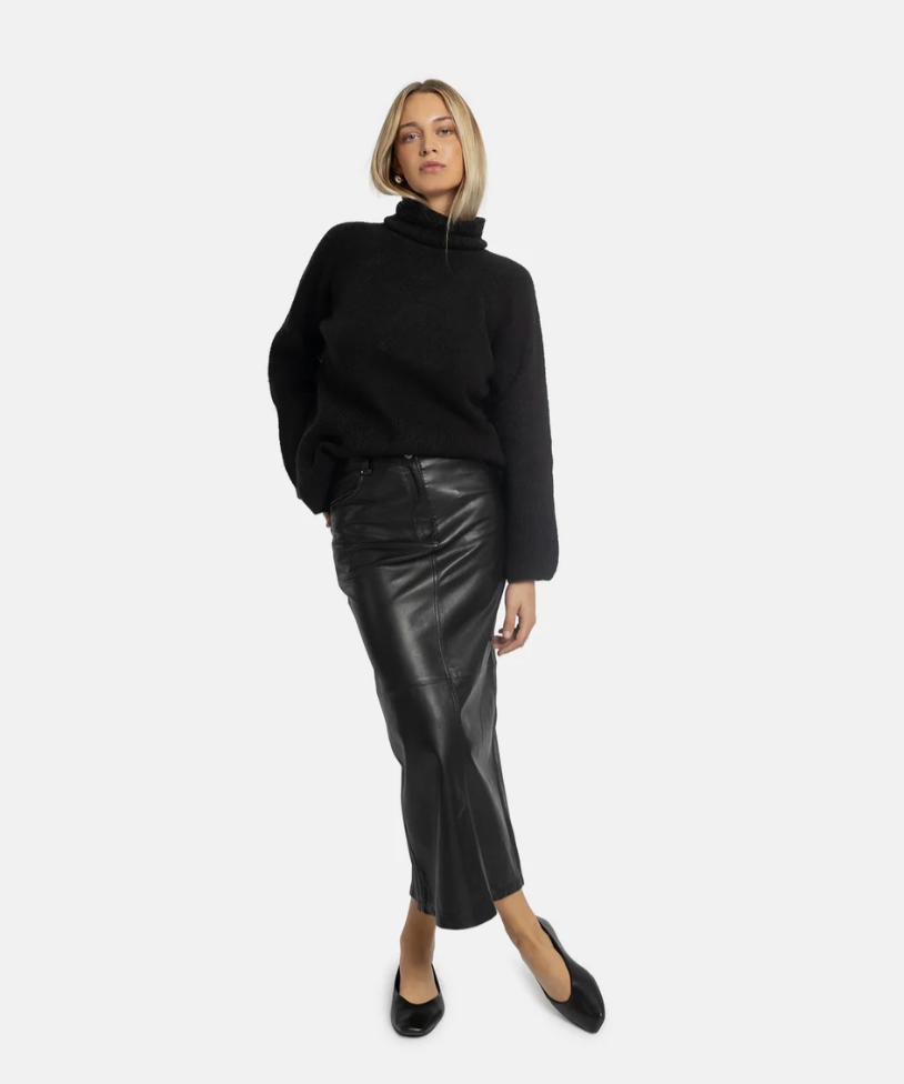 Re:Designed - Leather skirt - Black - Hollis long