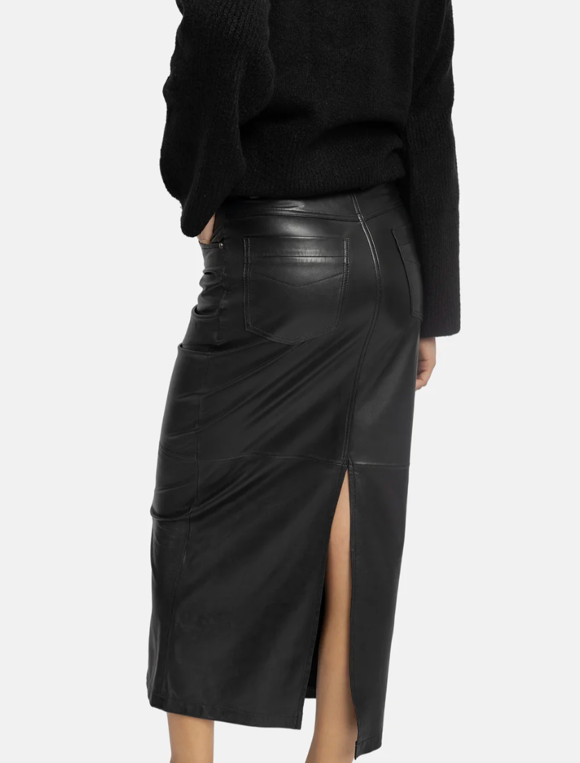 Re:Designed - Leather skirt - Black - Hollis long