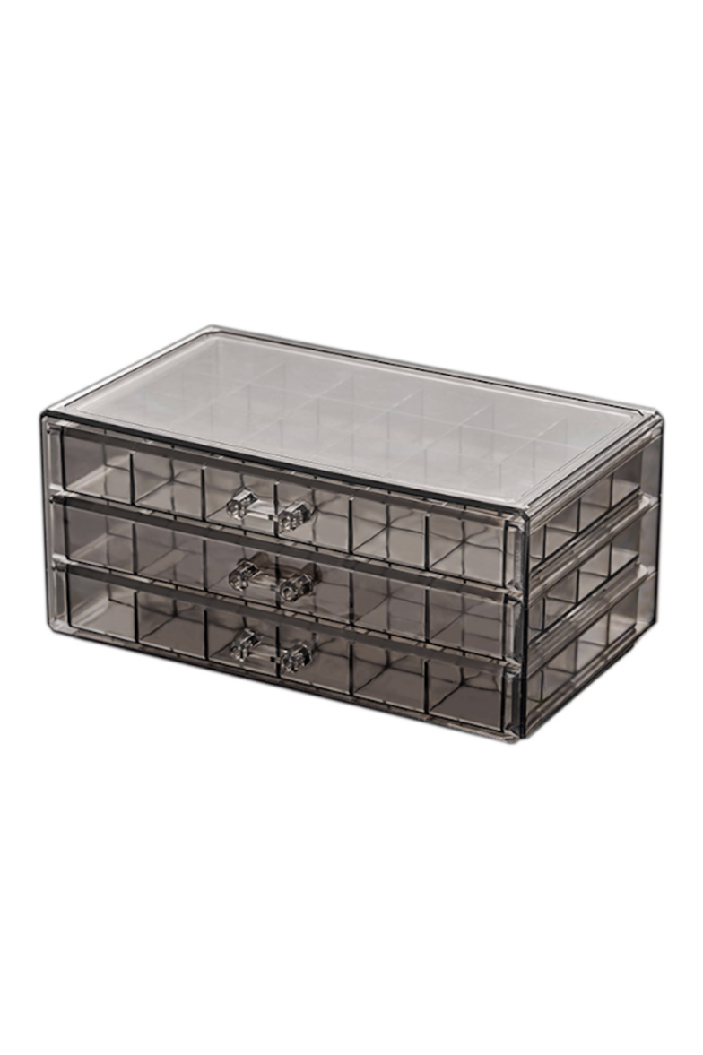 Jewelery organizer Sally - 3 drawers with gray velor trays - Plexiglas