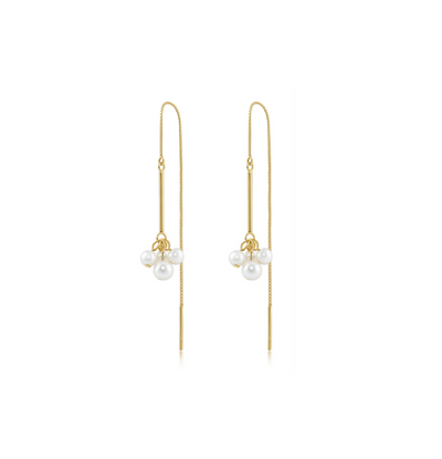 Andcopenhagen - Earrings - 18 carat gold plated 925 sterling silver - Malibu pearl string