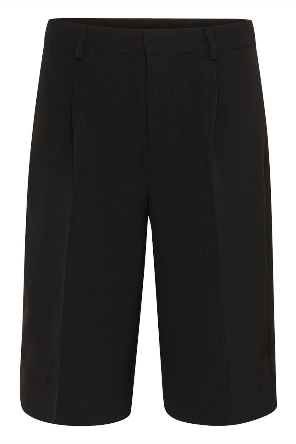 Sorte Bermuda shorts med bæltestropper og enkel stil.