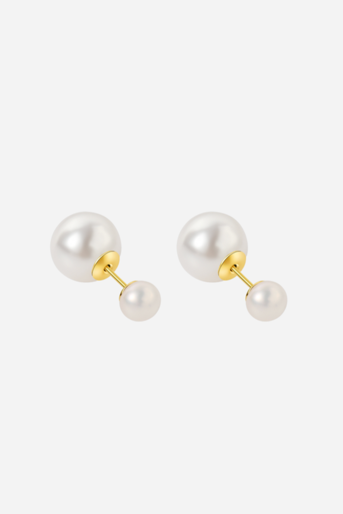 Andcopenhagen - Earrings - 18 carat gold plated 925 sterling silver - Sophie small double pearl