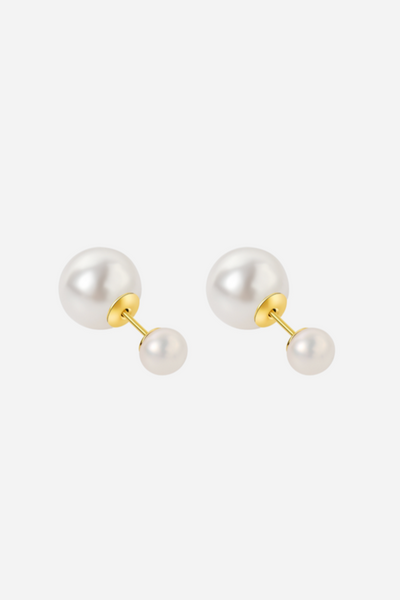 Andcopenhagen - Earrings - 18 carat gold plated 925 sterling silver - Sophie small double pearl
