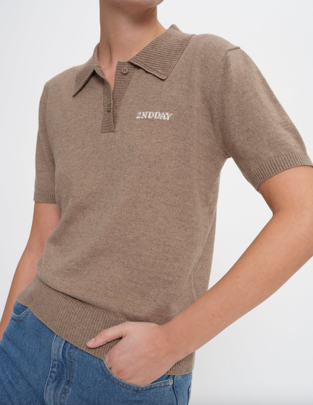 2NDDAY - Polo t-shirt - Timber Wolf - Jean