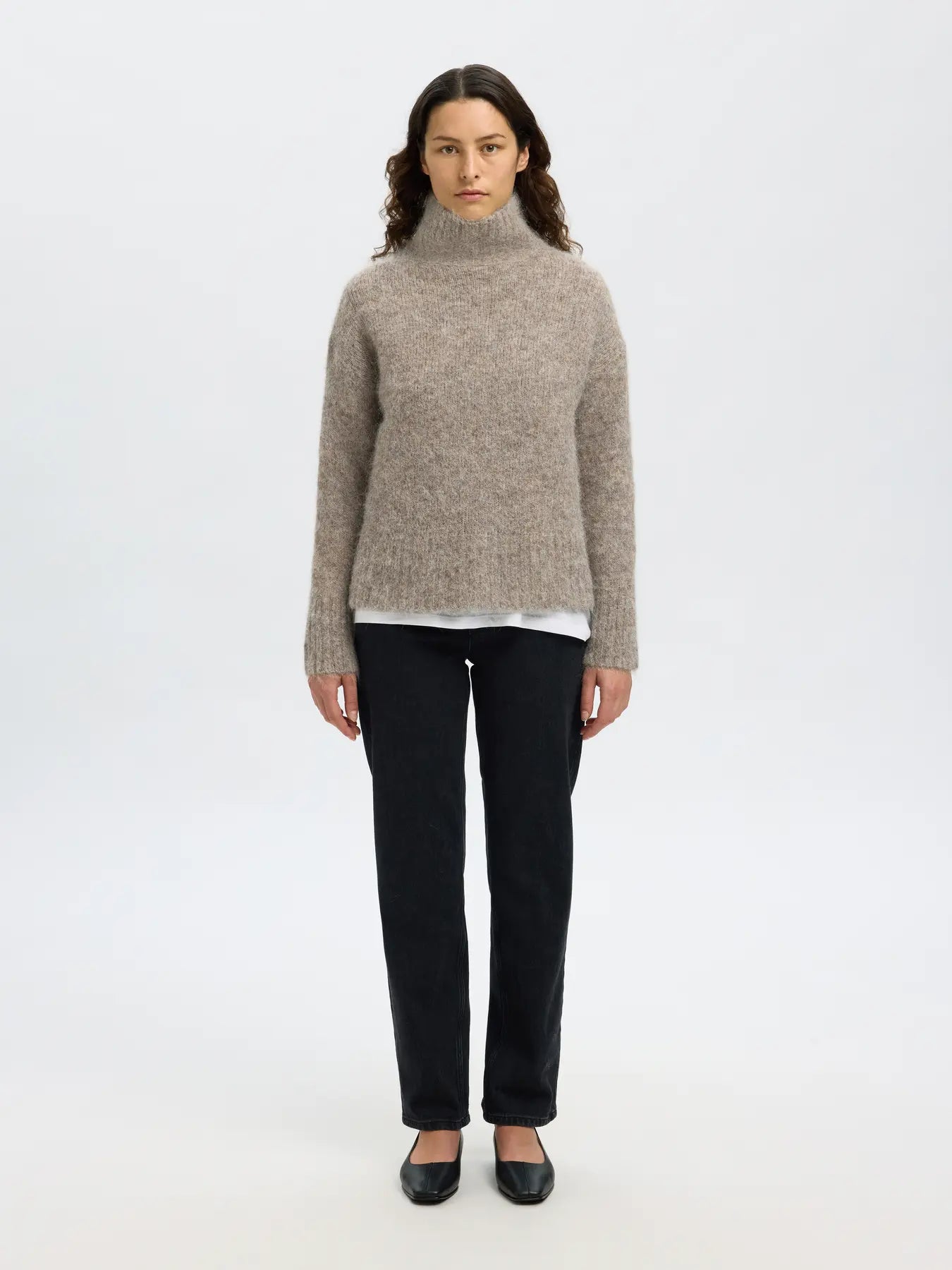 Selected Femme - Strik - Steel Grey - Gabriella High Neck