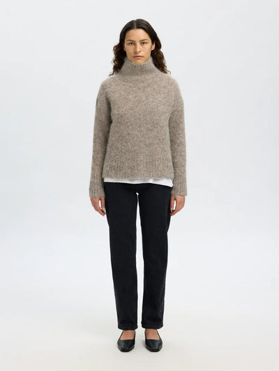 Selected Femme - Strik - Steel Grey - Gabriella High Neck