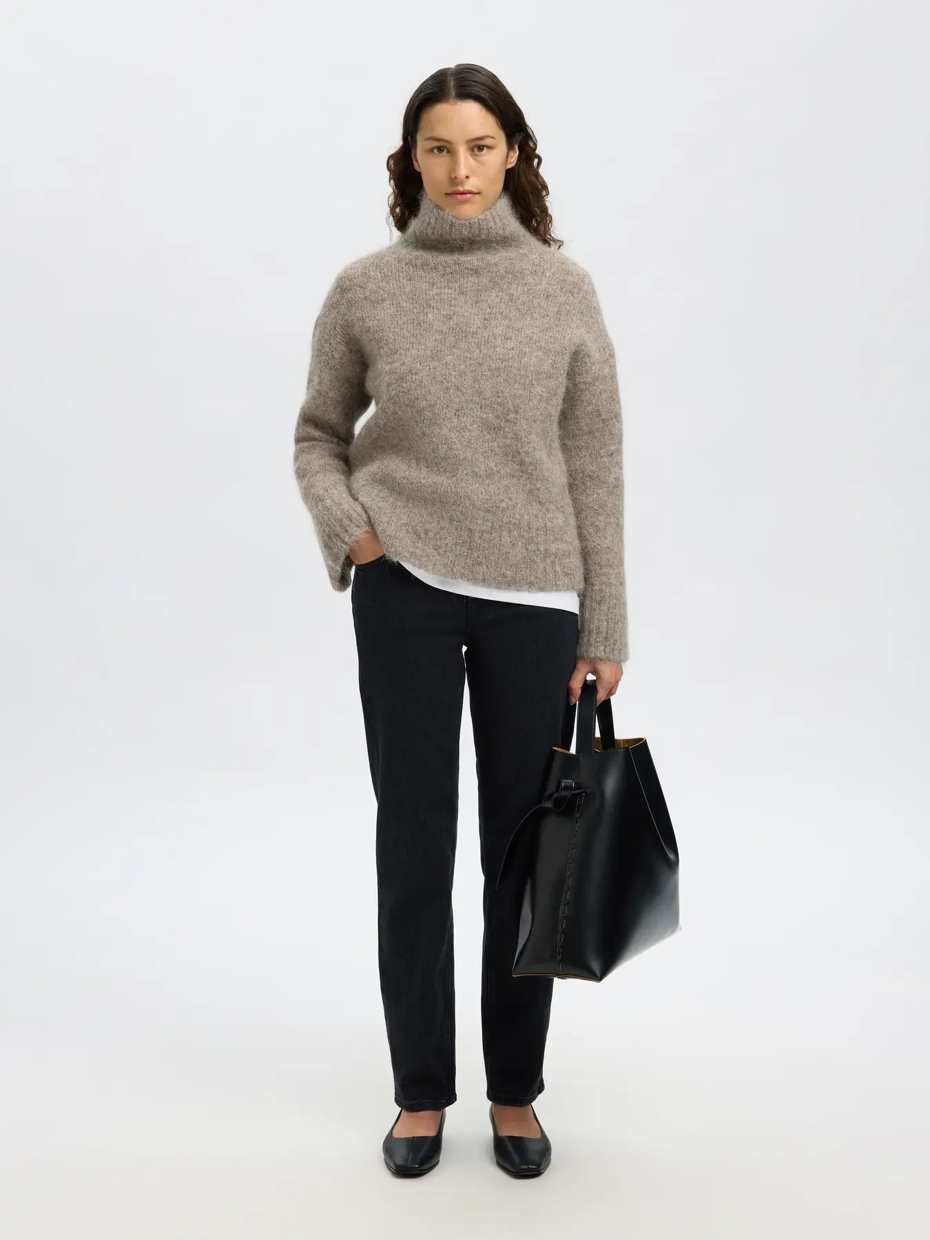 Selected Femme - Strik - Steel Grey - Gabriella High Neck