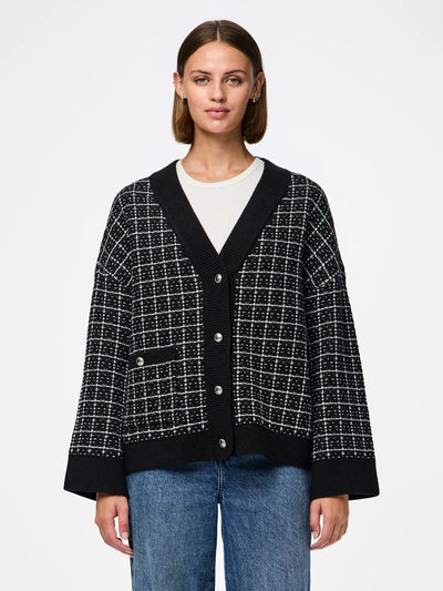 Pieces - Cardigan - Knitwear - Black/white - Nilja