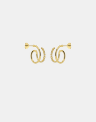 Andcopenhagen - Earrings hoops - 18 carat gold plated 925 sterling silver - Shiny double swirl