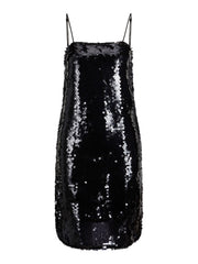 AVA - Sequin Dress with Straps - Black Sequins