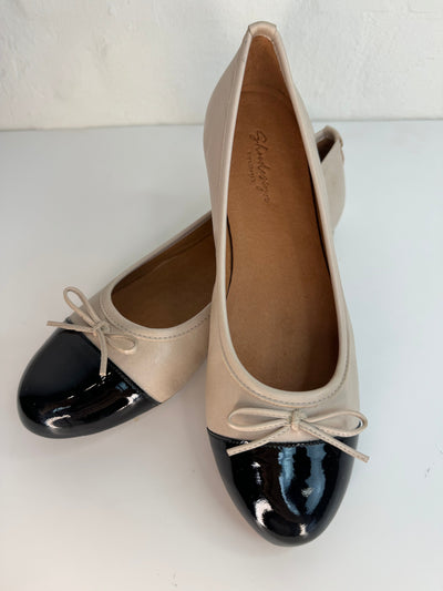 Shoedesign Sko Ballerina - Black/beige Veronica - Shoedesign